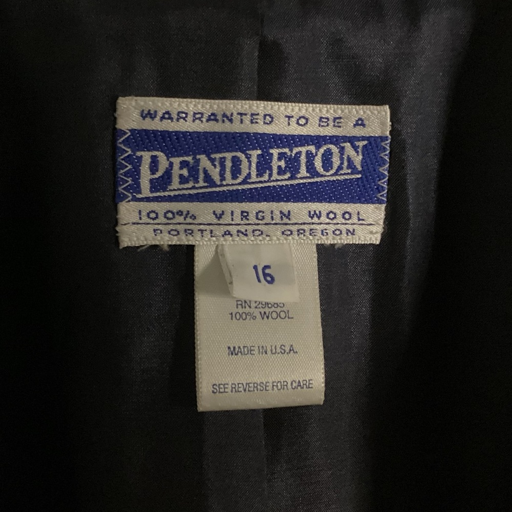 Pendleton Virgin Wool Navy Blue Button Down Blaze… - image 4